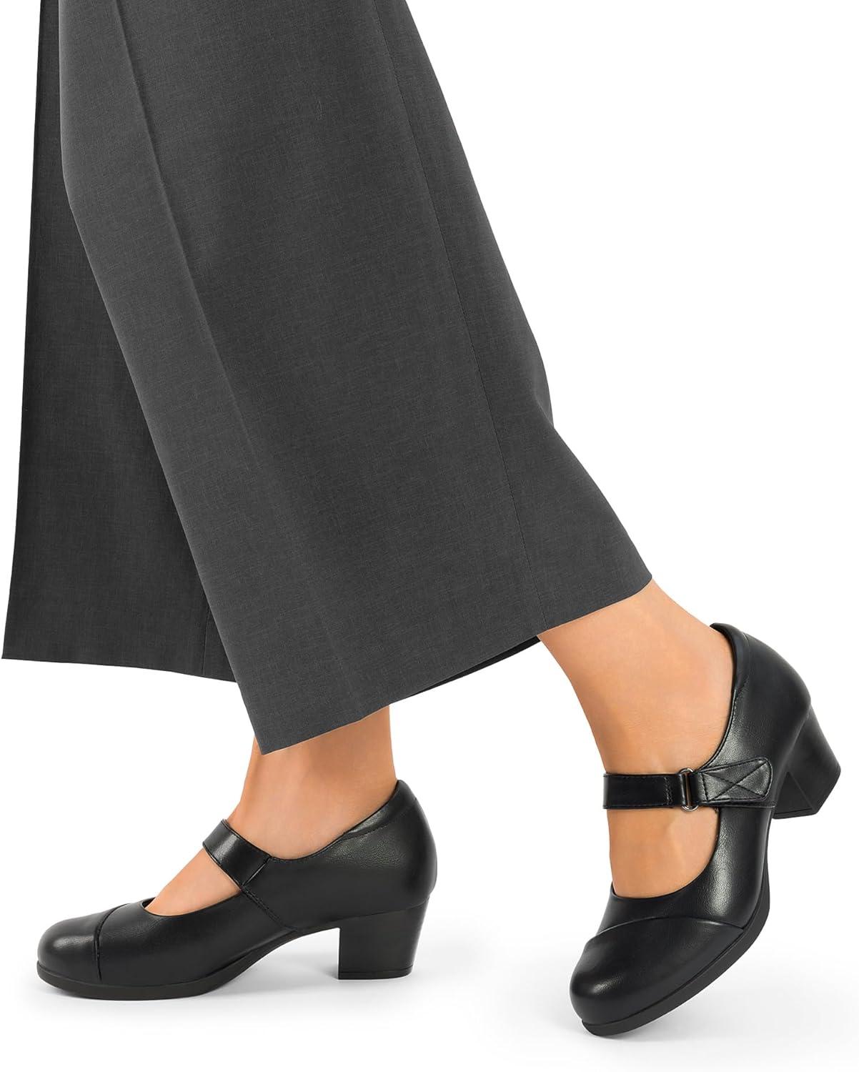 imageDREAM PAIRS Womens Chunky Low Block Closed Toe Heels Mary Janes Pumps Comfortable Round Toe Dress Work Wedding ShoesBlack