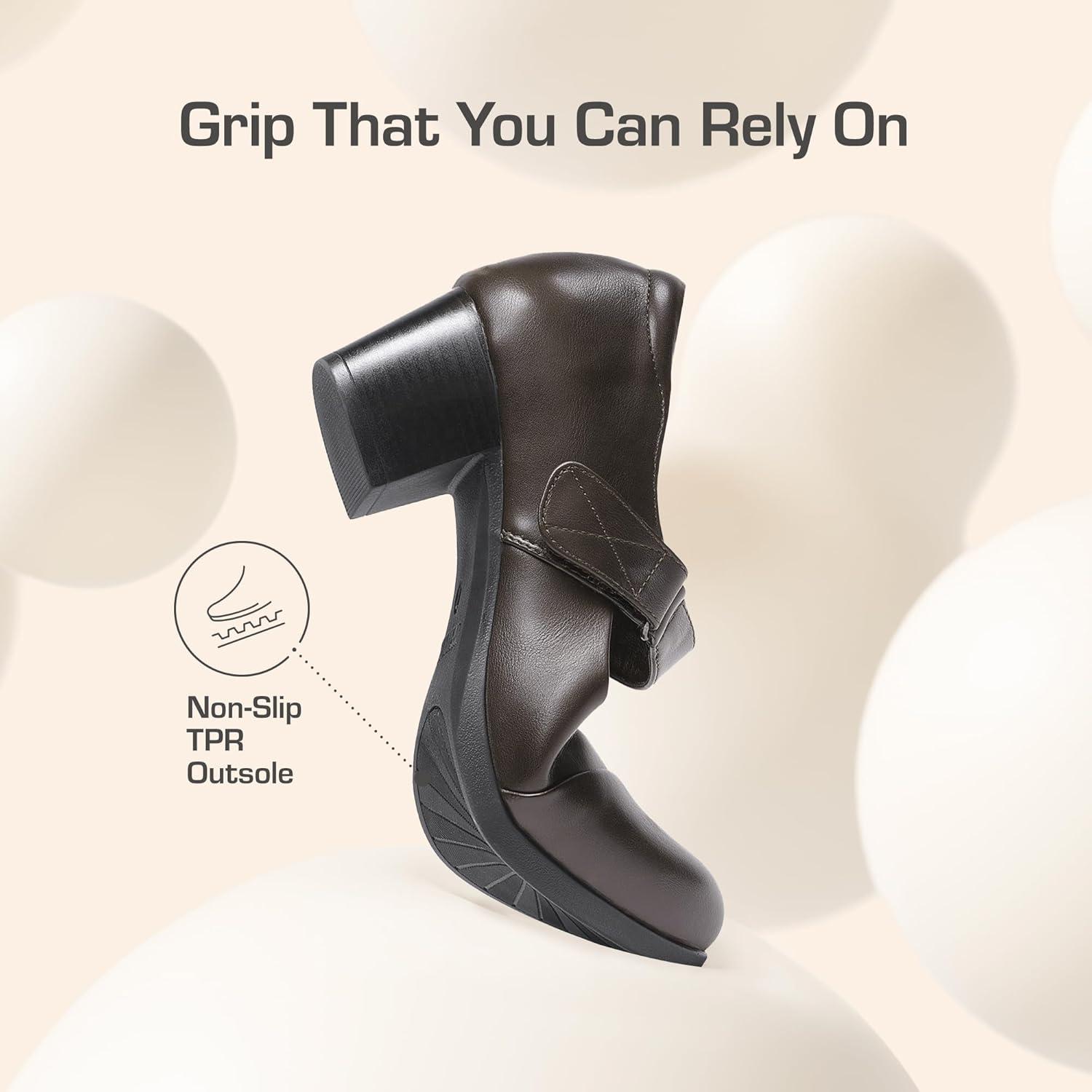 imageDREAM PAIRS Womens Chunky Low Block Closed Toe Heels Mary Janes Pumps Comfortable Round Toe Dress Work Wedding ShoesBrown