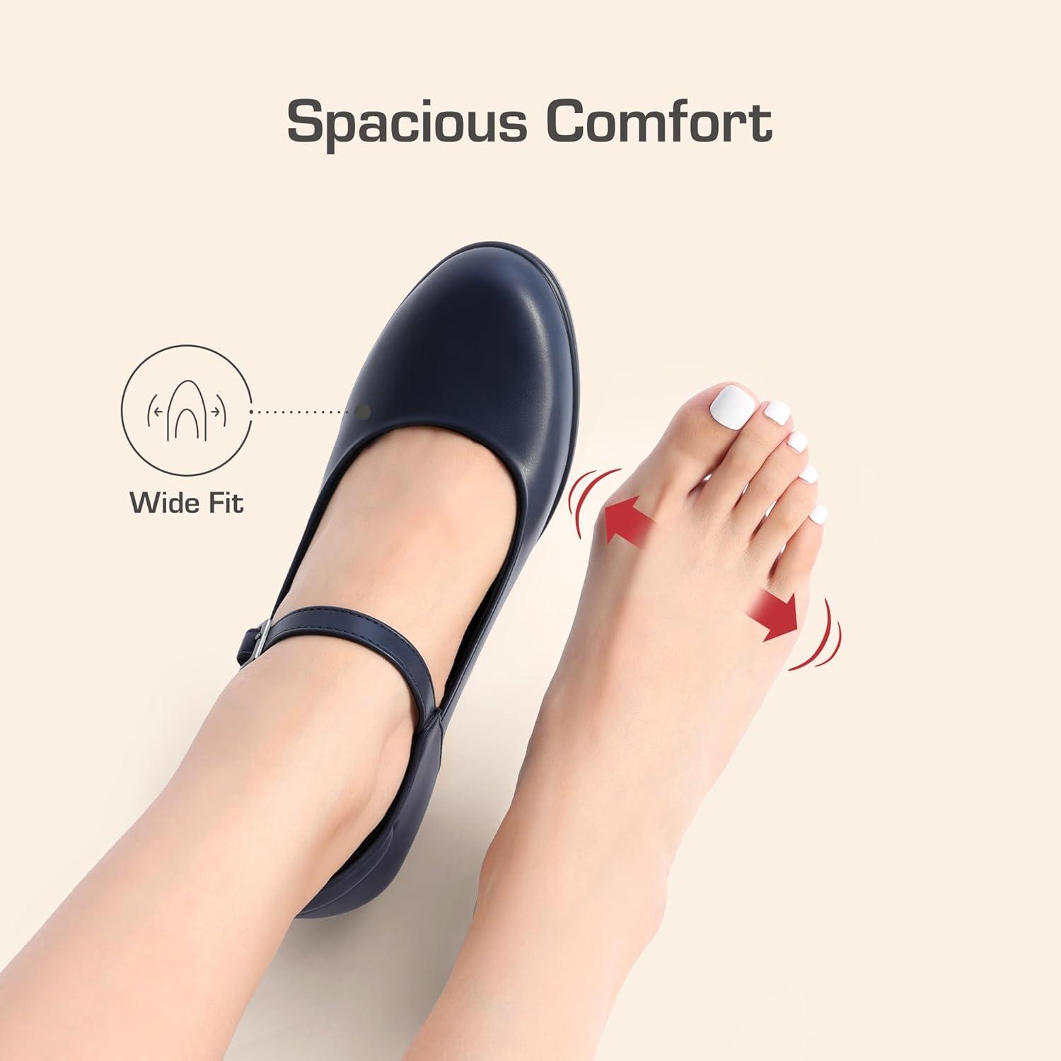 imageDREAM PAIRS Womens Chunky Low Block Heels Mary Jane Closed Toe Work Pumps Comfortable Round Toe Dress Wedding Shoes EDENIANavy Blue