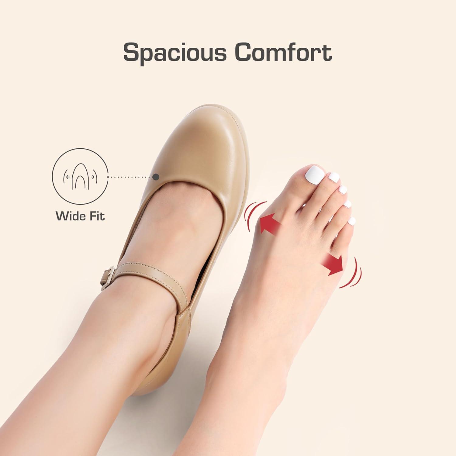 imageDREAM PAIRS Womens Chunky Low Block Heels Mary Jane Closed Toe Work Pumps Comfortable Round Toe Dress Wedding Shoes EDENIANude