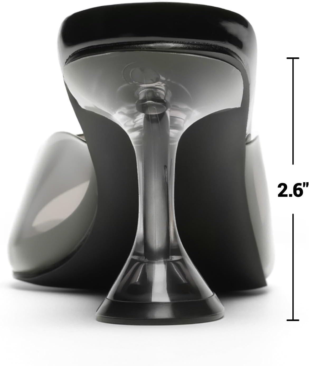 imageDREAM PAIRS Womens Clear Heeled Sandals Square Toe Transparent Stiletto Mules Slip on Wedding Dress ShoesAll Blackclear