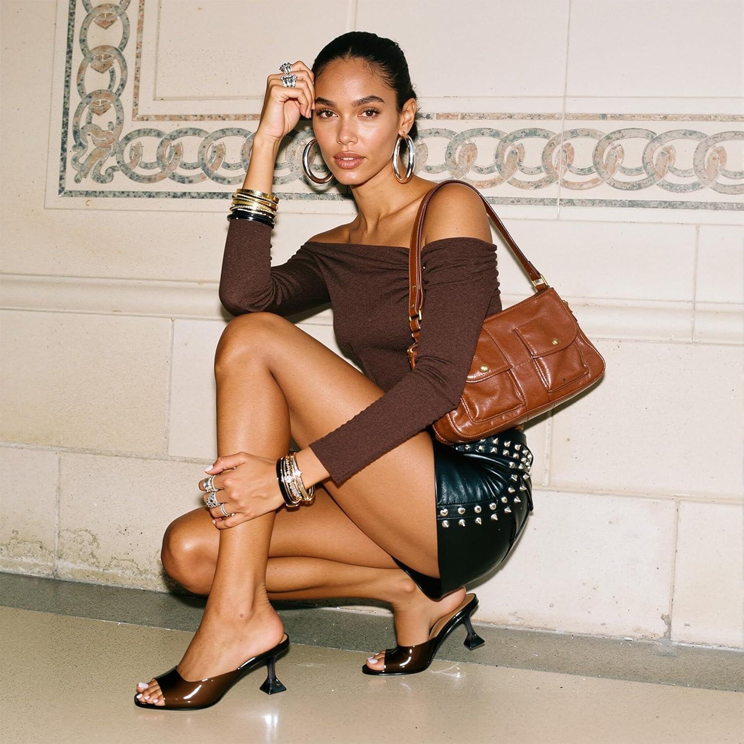 imageDREAM PAIRS Womens Clear Heeled Sandals Square Toe Transparent Stiletto Mules Slip on Wedding Dress ShoesAll Blackclear