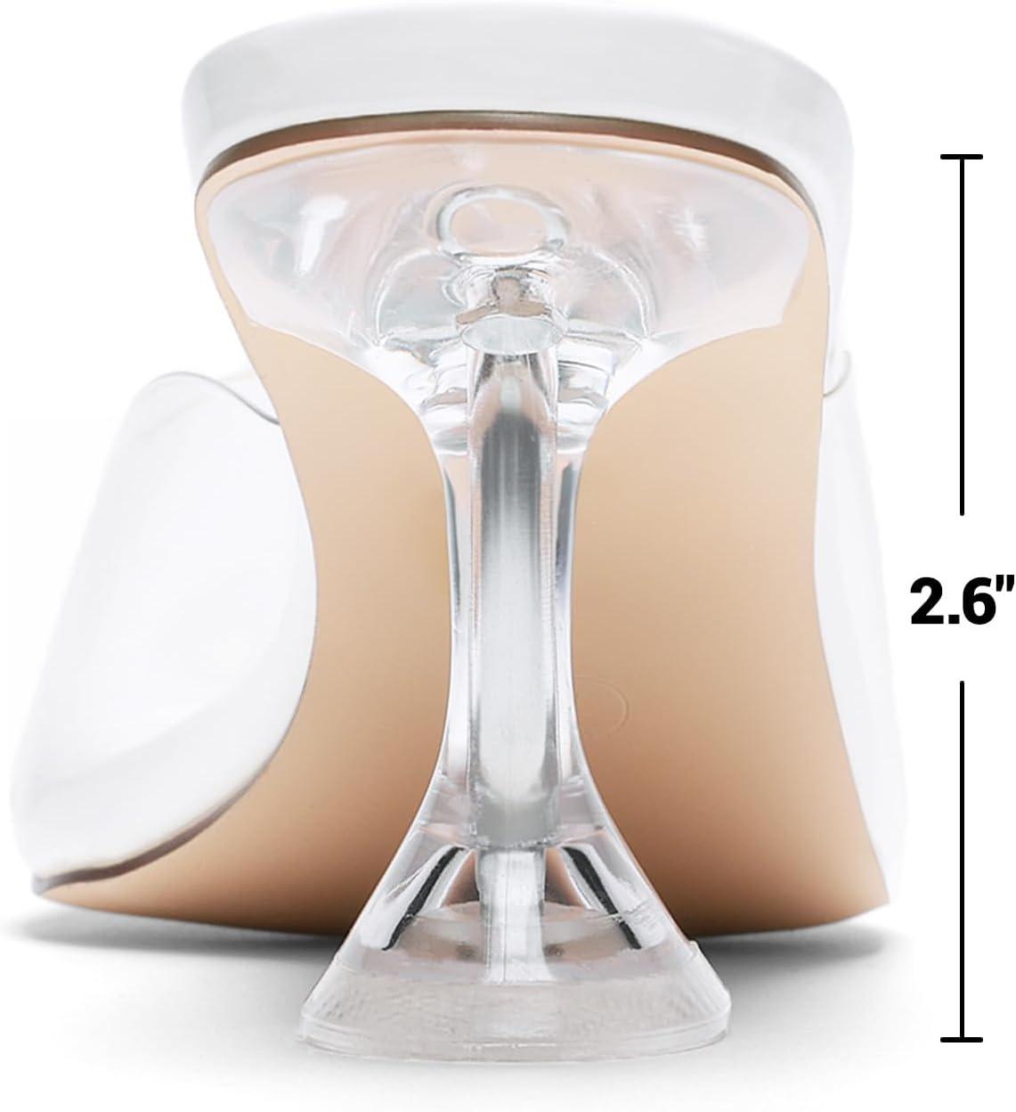 imageDREAM PAIRS Womens Clear Heeled Sandals Square Toe Transparent Stiletto Mules Slip on Wedding Dress ShoesWhiteClear