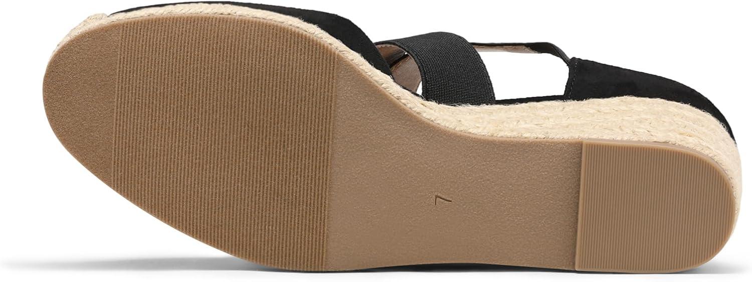 imageDREAM PAIRS Womens Close Toe Espadrilles Platform Slip on Elastic Criss Cross Straps Dressy Wedges SandalsBlack Suede