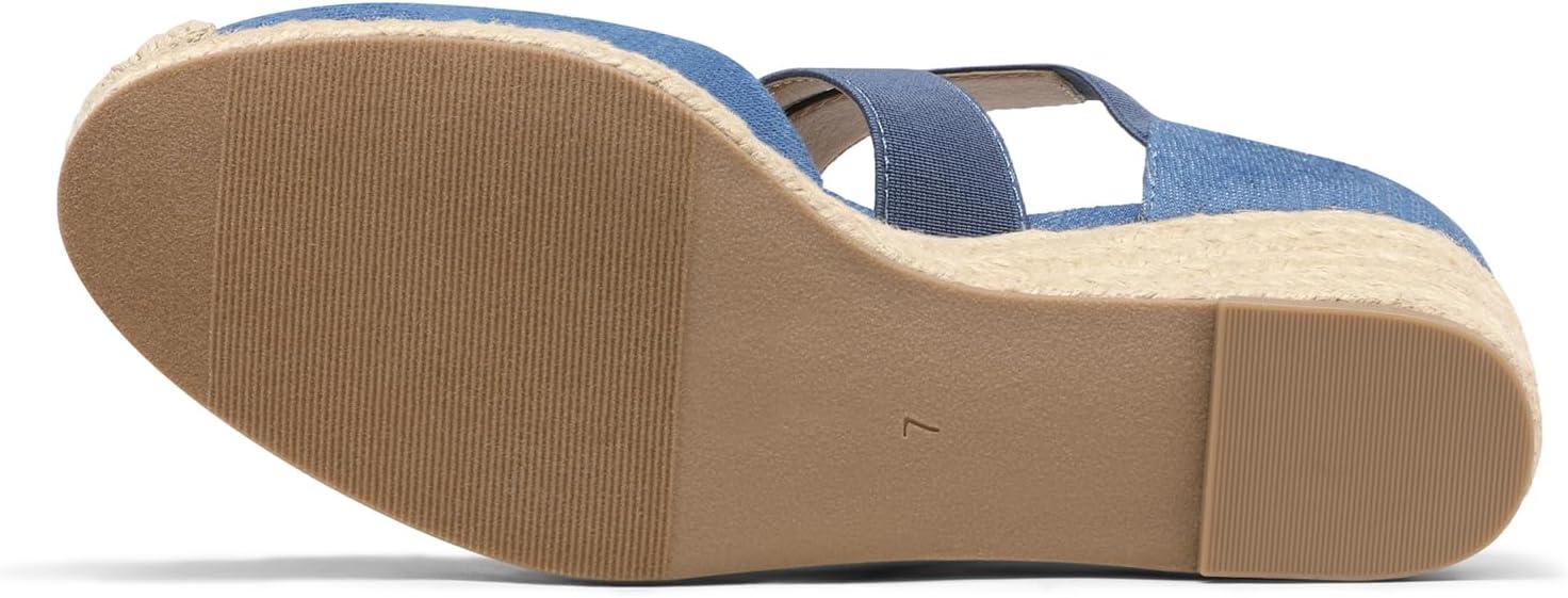imageDREAM PAIRS Womens Close Toe Espadrilles Platform Slip on Elastic Criss Cross Straps Dressy Wedges SandalsDenim Blue