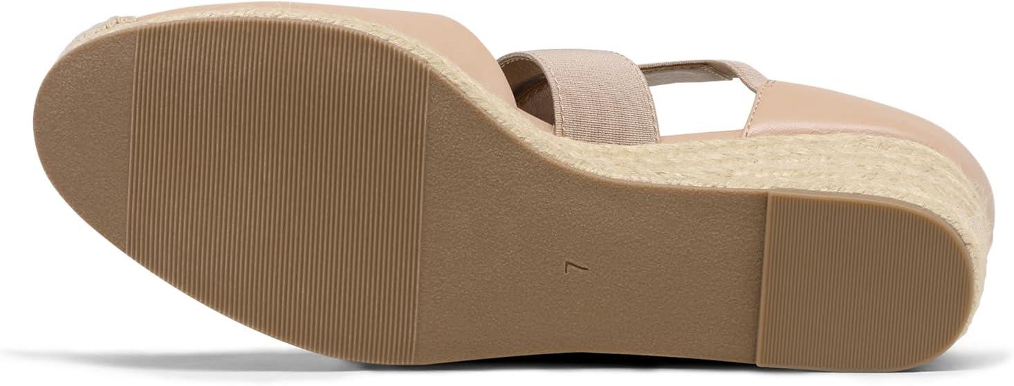 imageDREAM PAIRS Womens Close Toe Espadrilles Platform Slip on Elastic Criss Cross Straps Dressy Wedges SandalsNude