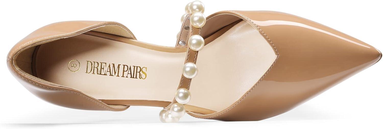 imageDREAM PAIRS Womens Closed Toe High Heels Stiletto Pointed Toe Strappy Pearl Elegant DOrsay Dress Wedding Party Pumps ShoesNude