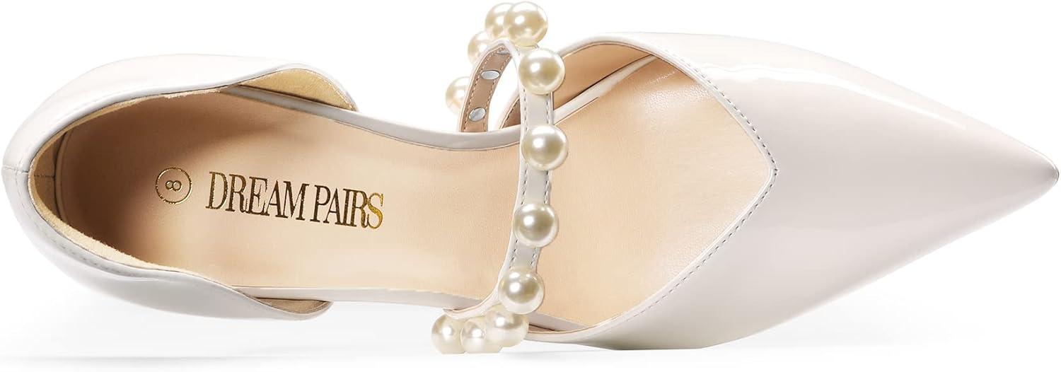 imageDREAM PAIRS Womens Closed Toe High Heels Stiletto Pointed Toe Strappy Pearl Elegant DOrsay Dress Wedding Party Pumps ShoesWhite