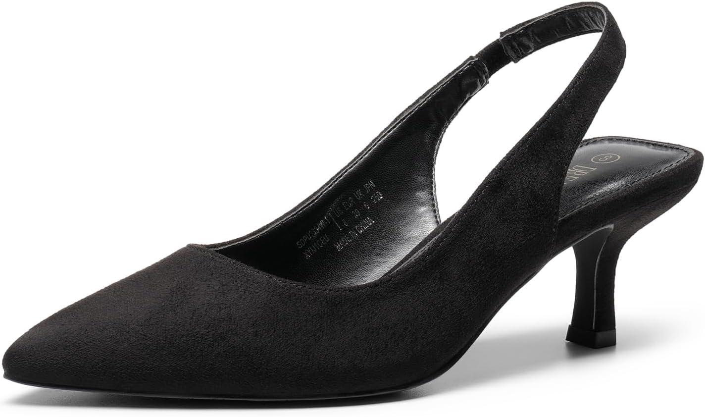 imageDREAM PAIRS Womens Closed Toe Kitten Heels Pointed Toe Slingback Low Heels Dress Bridal Wedding Pumps ShoesBlacksuede
