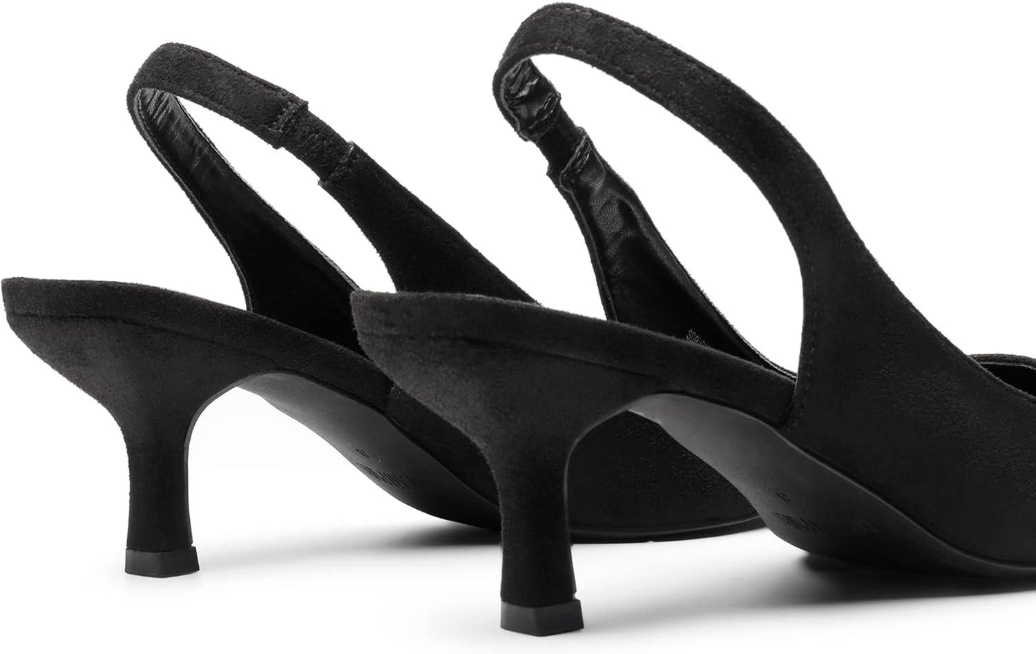 imageDREAM PAIRS Womens Closed Toe Kitten Heels Pointed Toe Slingback Low Heels Dress Bridal Wedding Pumps ShoesBlacksuede