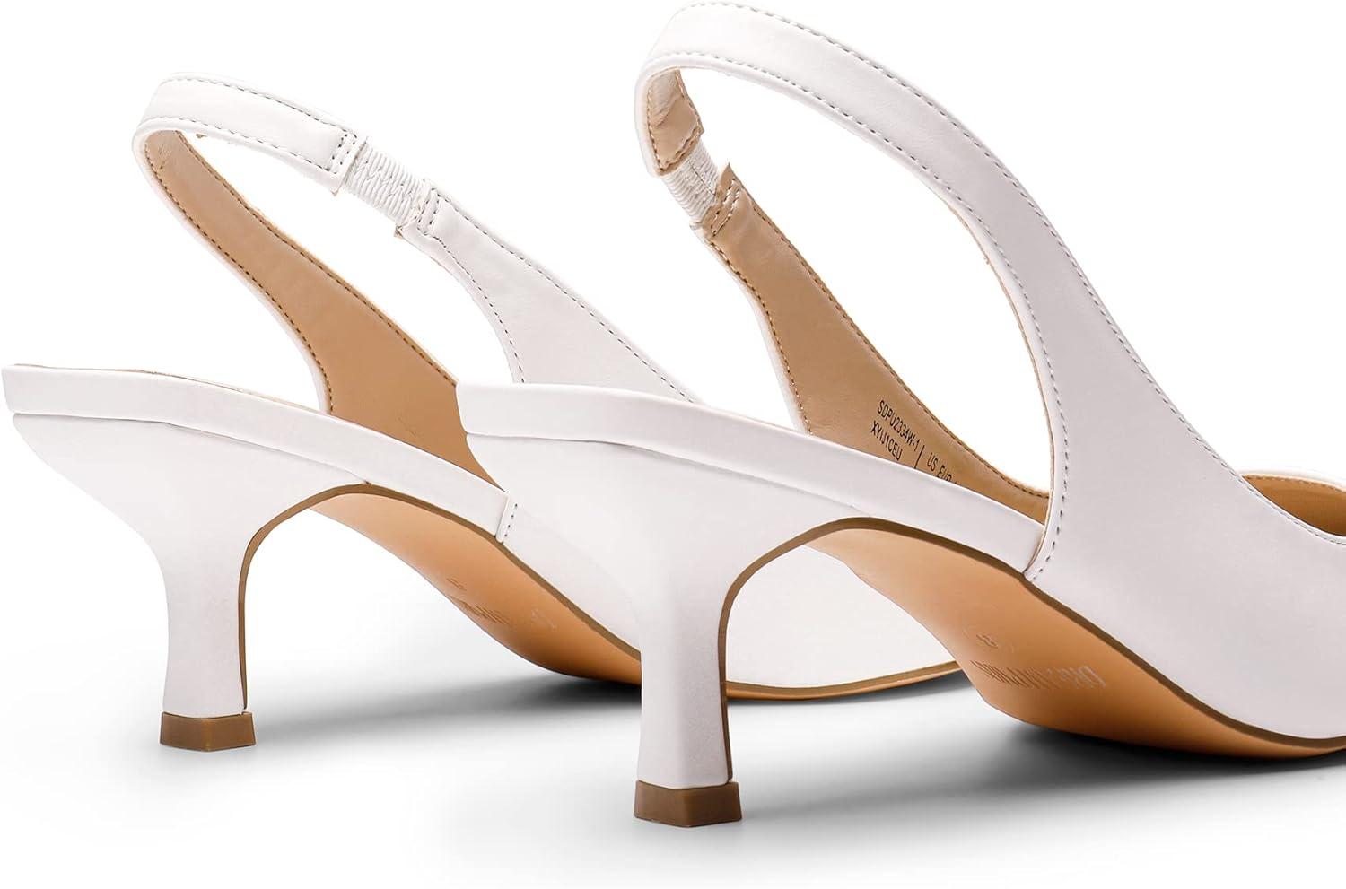imageDREAM PAIRS Womens Closed Toe Kitten Heels Pointed Toe Slingback Low Heels Dress Bridal Wedding Pumps ShoesWhitepu