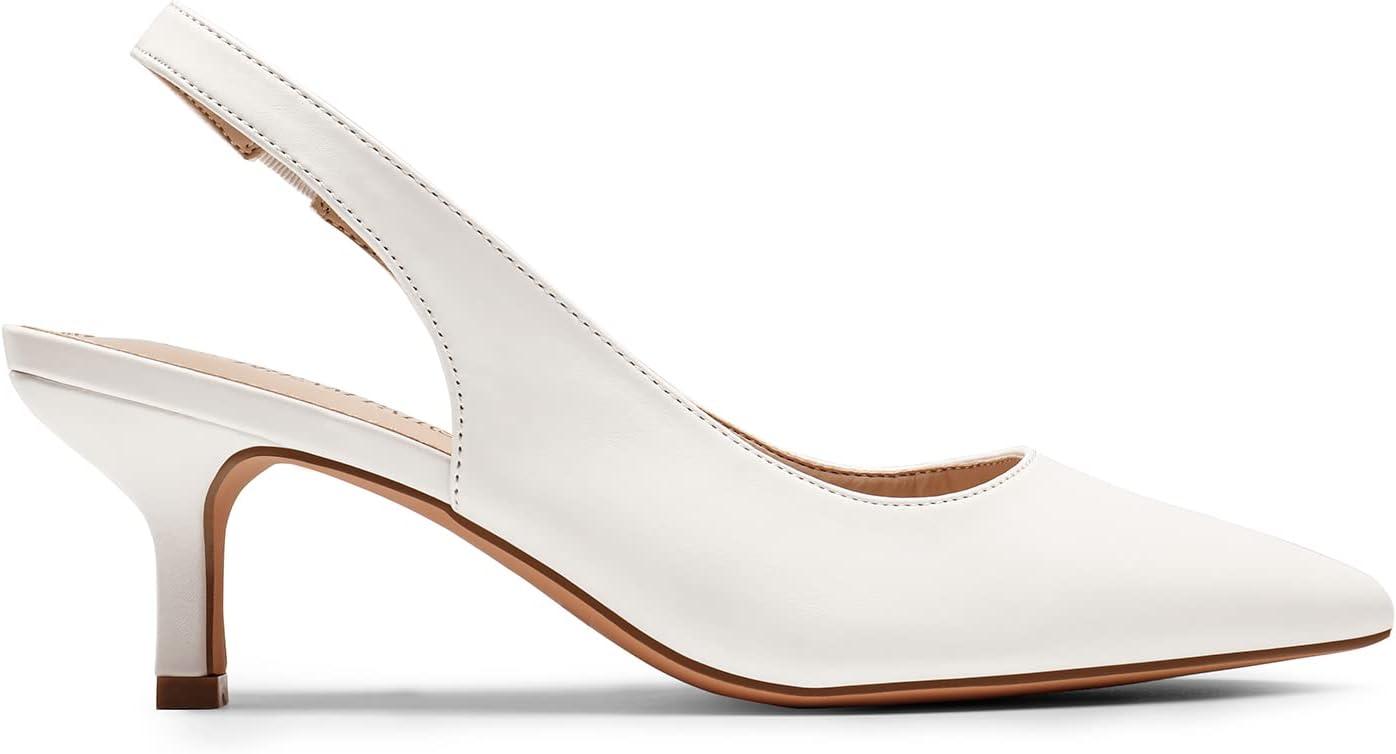 imageDREAM PAIRS Womens Closed Toe Kitten Heels Pointed Toe Slingback Low Heels Dress Bridal Wedding Pumps ShoesWhitepu