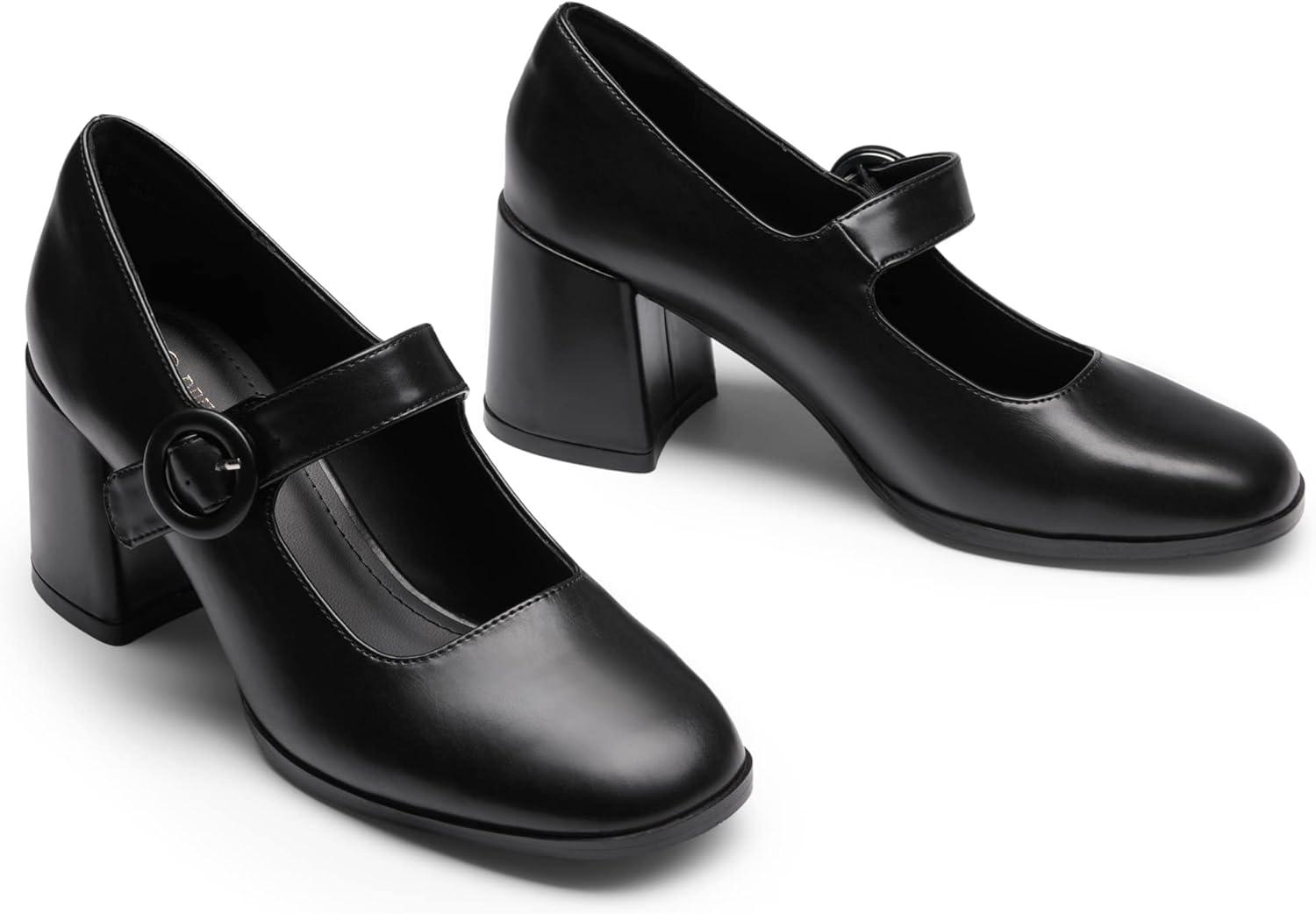 imageDREAM PAIRS Womens ClosedToe PumpsBlack Black Polyurethane