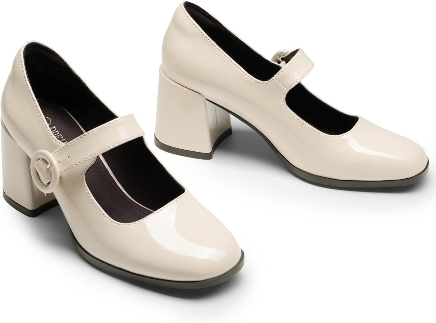 imageDREAM PAIRS Womens ClosedToe PumpsBright Beige White