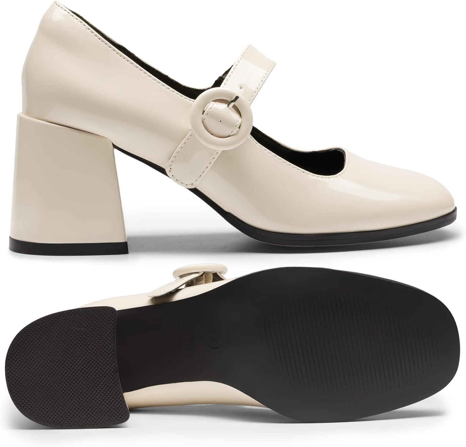 imageDREAM PAIRS Womens ClosedToe PumpsBright Beige White