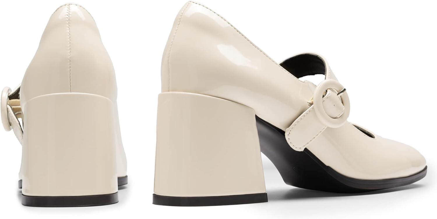 imageDREAM PAIRS Womens ClosedToe PumpsBright Beige White