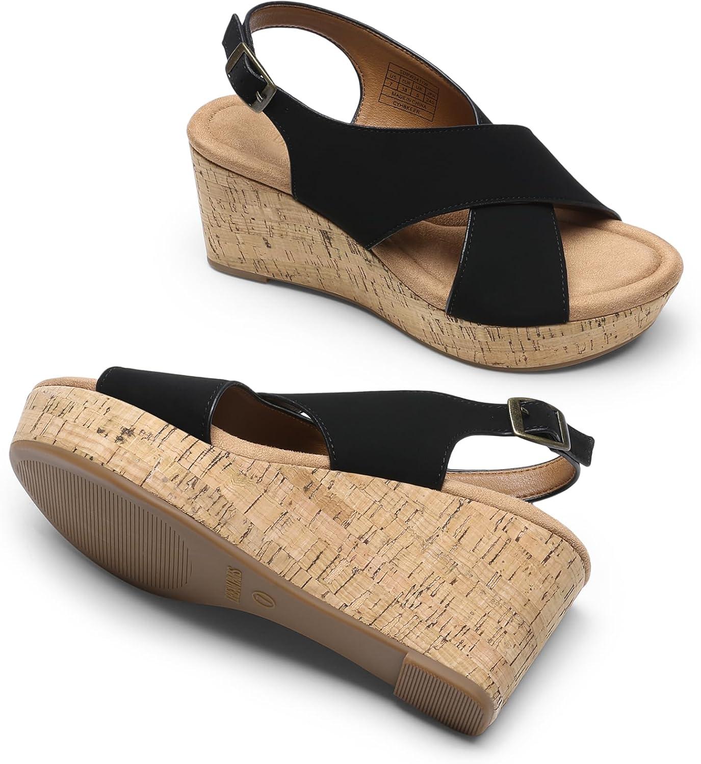 imageDREAM PAIRS Womens Comfortable Ankle Strap Platform Wedge Sandals for Women Casual Dressy SummerBlack