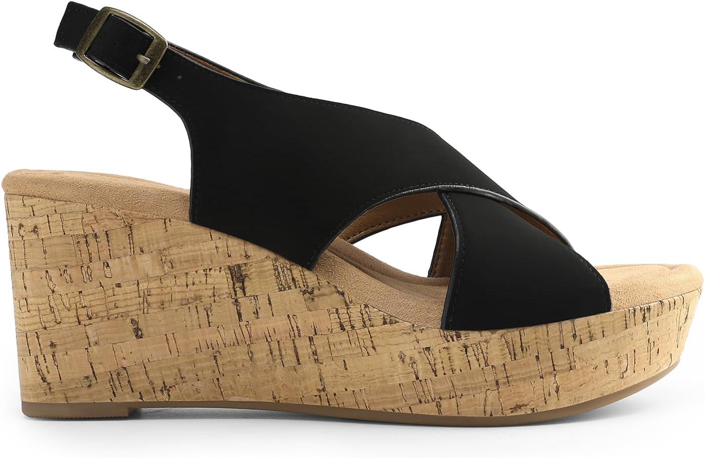 imageDREAM PAIRS Womens Comfortable Ankle Strap Platform Wedge Sandals for Women Casual Dressy SummerBlack