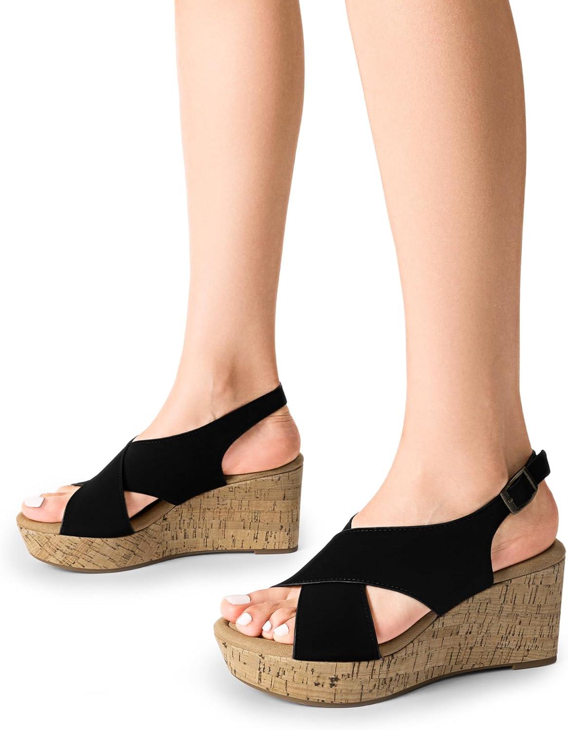 imageDREAM PAIRS Womens Comfortable Ankle Strap Platform Wedge Sandals for Women Casual Dressy SummerBlack