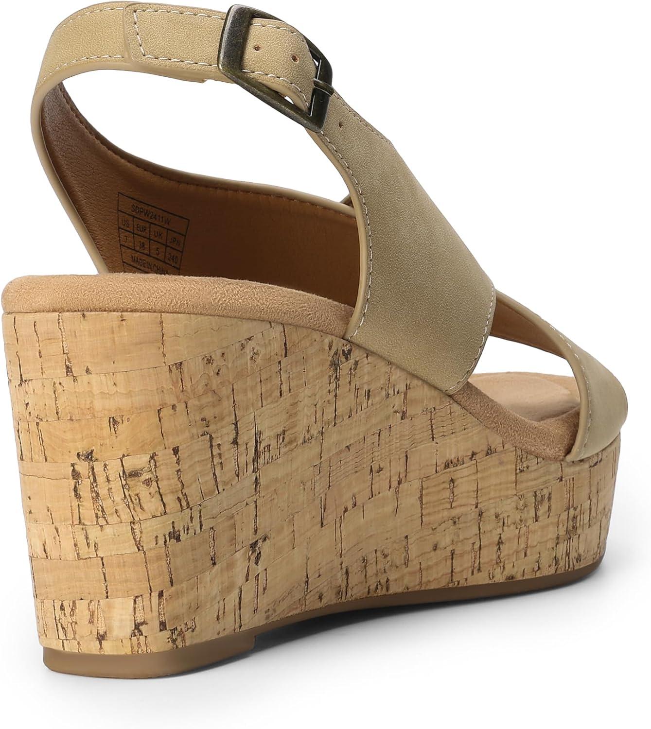 imageDREAM PAIRS Womens Comfortable Ankle Strap Platform Wedge Sandals for Women Casual Dressy SummerKhaki