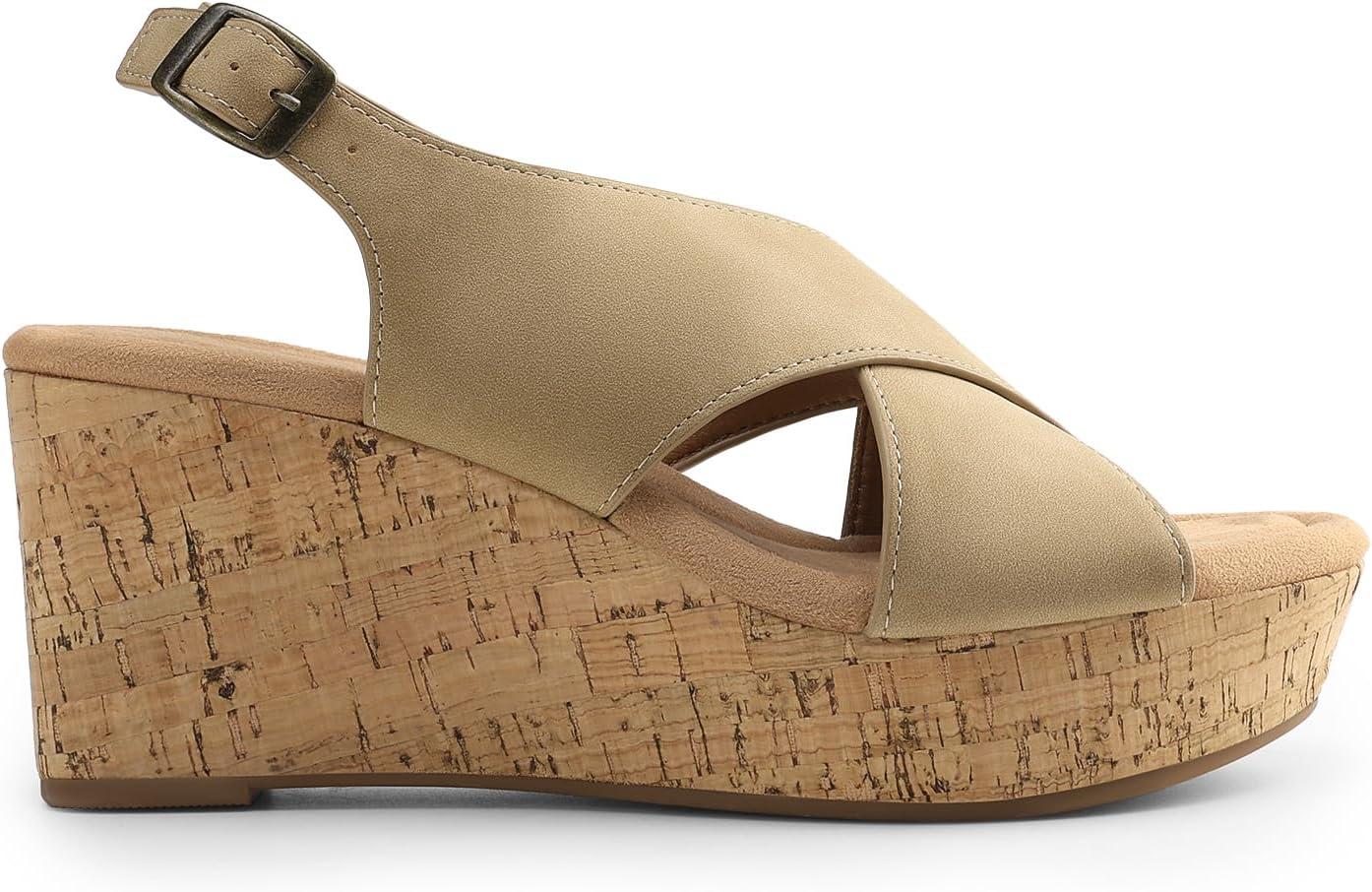 imageDREAM PAIRS Womens Comfortable Ankle Strap Platform Wedge Sandals for Women Casual Dressy SummerKhaki