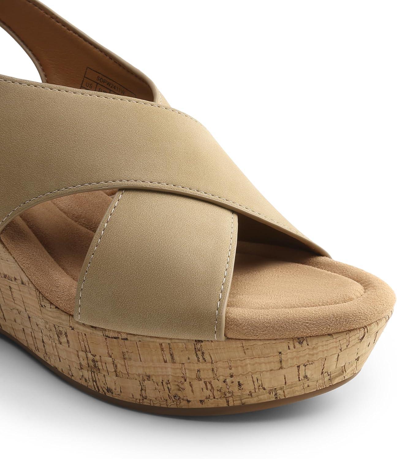 imageDREAM PAIRS Womens Comfortable Ankle Strap Platform Wedge Sandals for Women Casual Dressy SummerKhaki