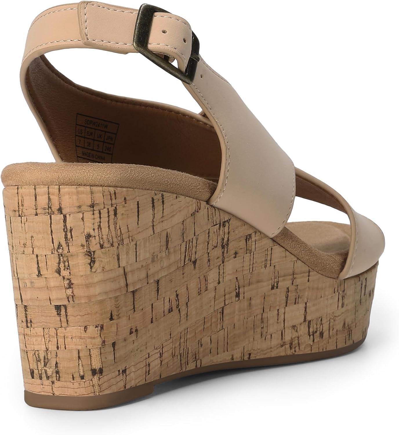 imageDREAM PAIRS Womens Comfortable Ankle Strap Platform Wedge Sandals for Women Casual Dressy SummerNude