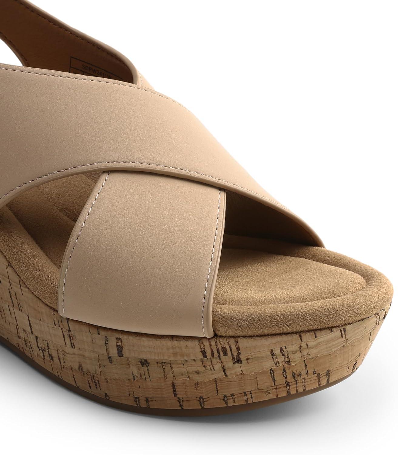 imageDREAM PAIRS Womens Comfortable Ankle Strap Platform Wedge Sandals for Women Casual Dressy SummerNude