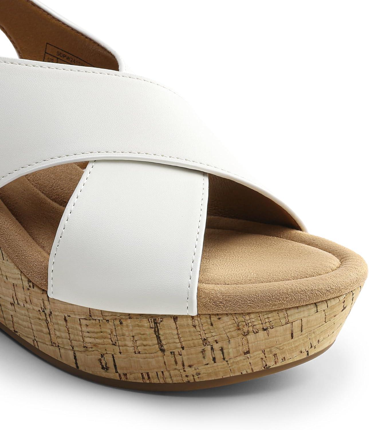 imageDREAM PAIRS Womens Comfortable Ankle Strap Platform Wedge Sandals for Women Casual Dressy SummerWhite