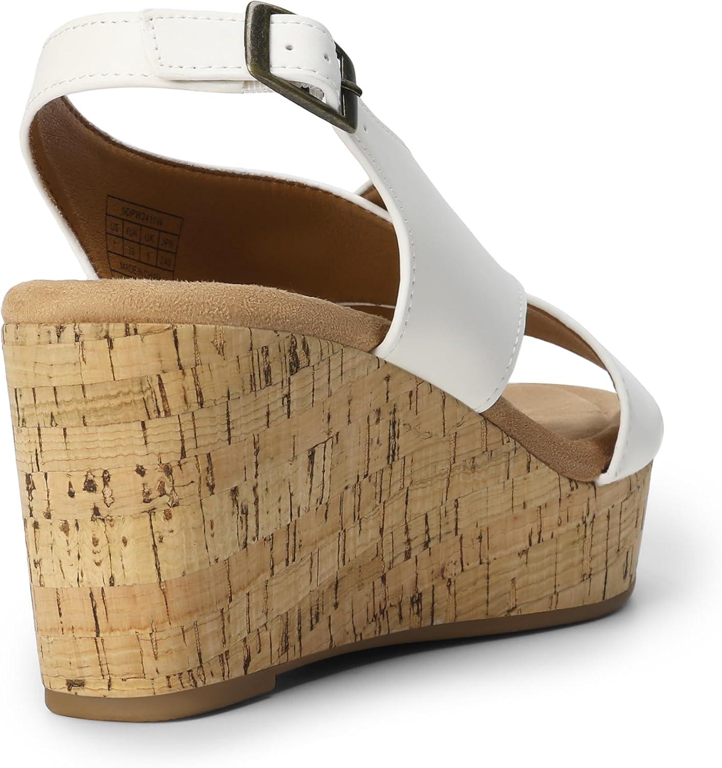 imageDREAM PAIRS Womens Comfortable Ankle Strap Platform Wedge Sandals for Women Casual Dressy SummerWhite