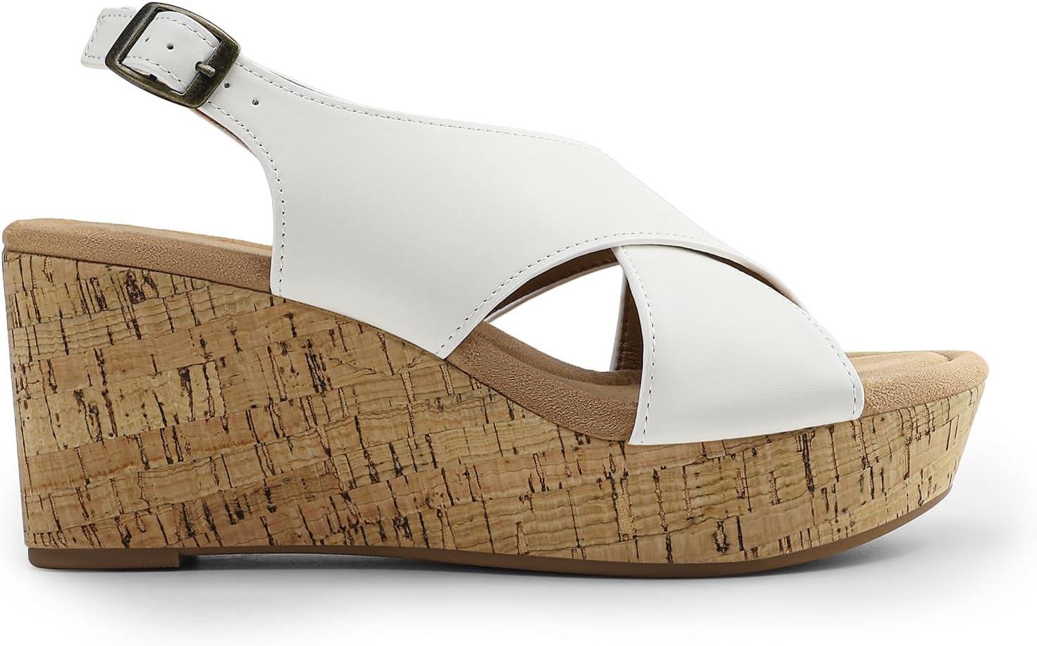 imageDREAM PAIRS Womens Comfortable Ankle Strap Platform Wedge Sandals for Women Casual Dressy SummerWhite