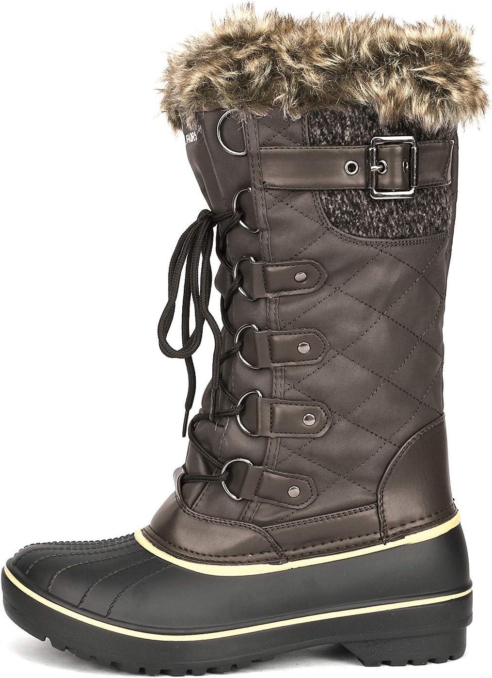 imageDREAM PAIRS Womens DP Warm Faux Fur Lined Mid Calf Winter Snow BootsBrown