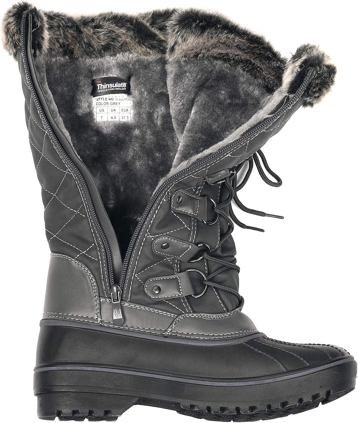 imageDREAM PAIRS Womens DP Warm Faux Fur Lined Mid Calf Winter Snow BootsGrey