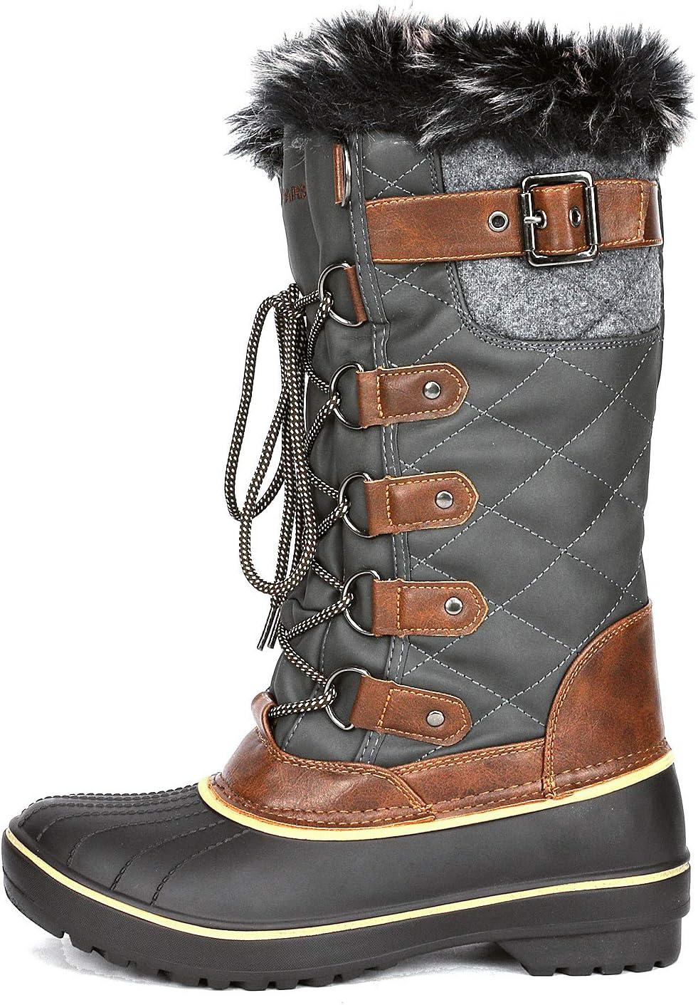 imageDREAM PAIRS Womens DP Warm Faux Fur Lined Mid Calf Winter Snow BootsKhaki