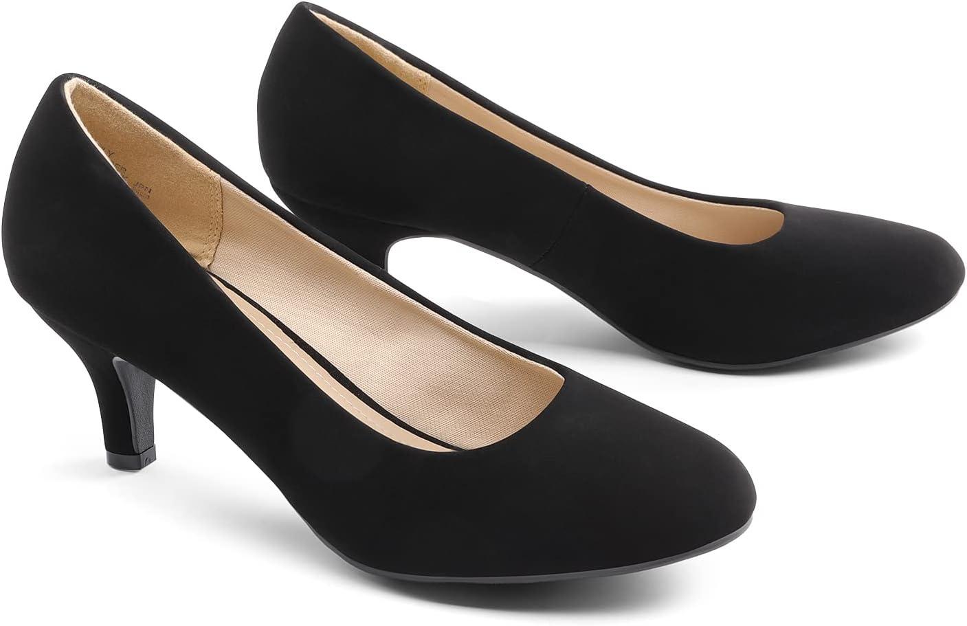 imageDREAM PAIRS Womens Dress Comfortable Low Heel Pump ShoesBlacknubuck