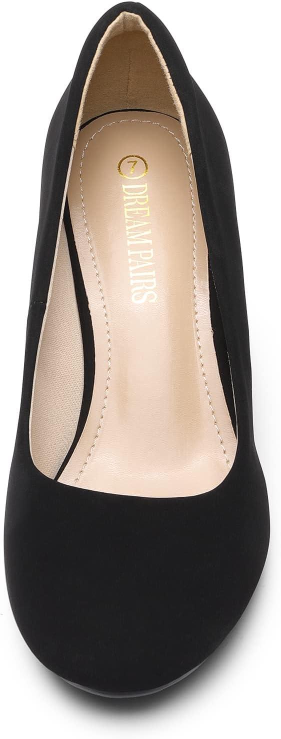imageDREAM PAIRS Womens Dress Comfortable Low Heel Pump ShoesBlacknubuck