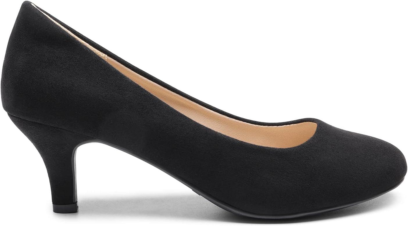imageDREAM PAIRS Womens Dress Comfortable Low Heel Pump ShoesBlacksuede