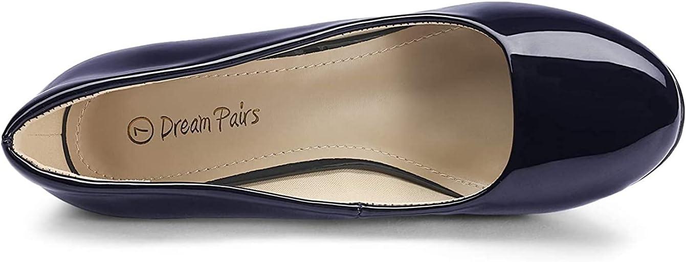 imageDREAM PAIRS Womens Dress Comfortable Low Heel Pump ShoesNavyPat