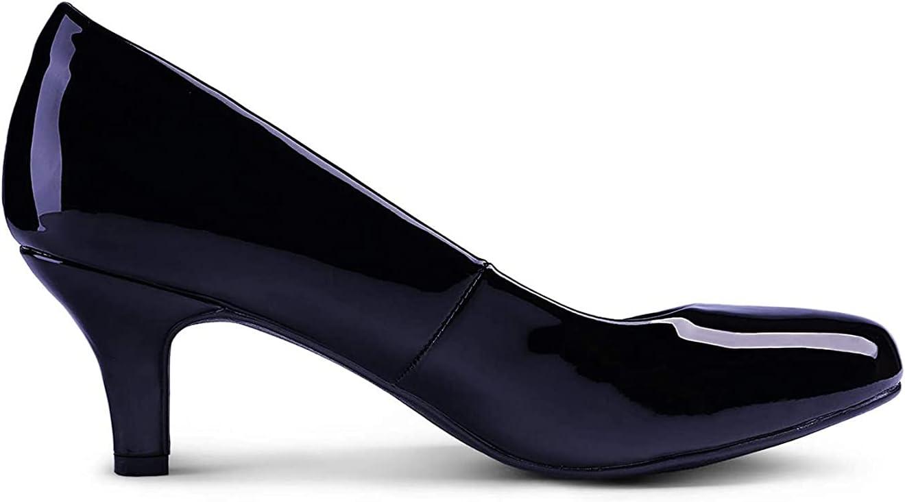 imageDREAM PAIRS Womens Dress Comfortable Low Heel Pump ShoesNavyPat