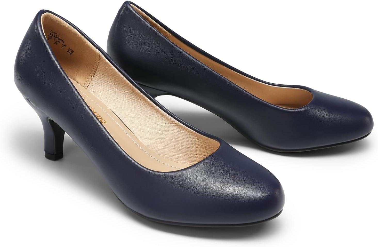 imageDREAM PAIRS Womens Dress Comfortable Low Heel Pump ShoesNavypu