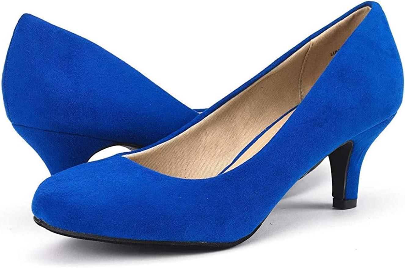 imageDREAM PAIRS Womens Dress Comfortable Low Heel Pump ShoesRoyalBlue