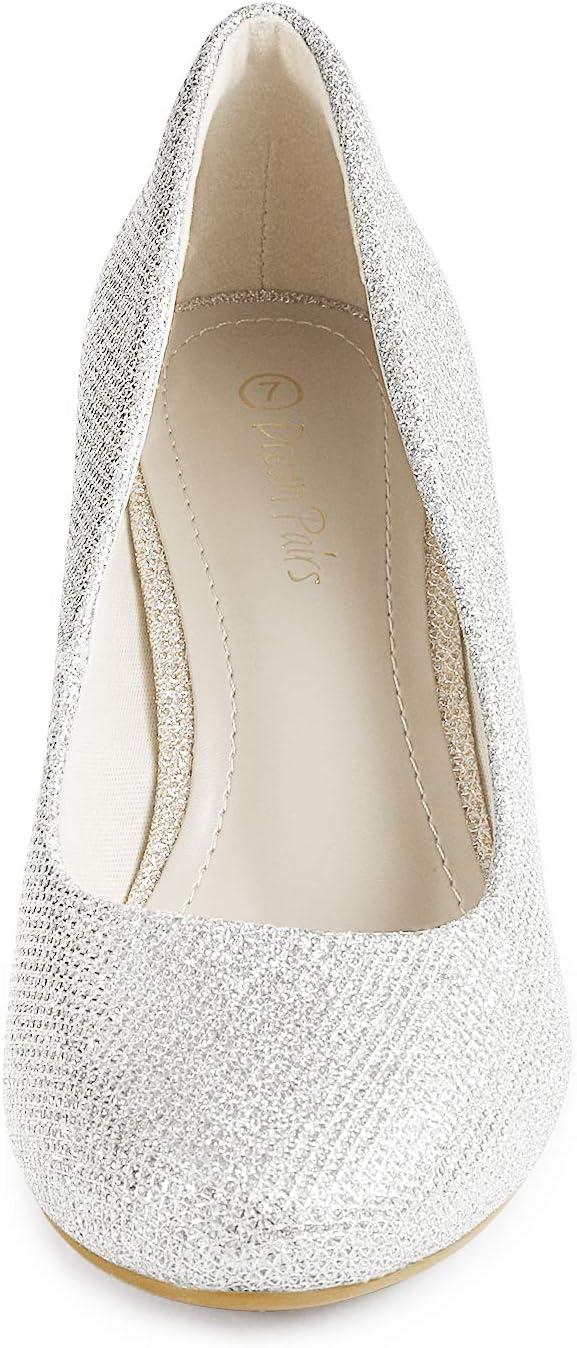 imageDREAM PAIRS Womens Dress Comfortable Low Heel Pump ShoesSilver