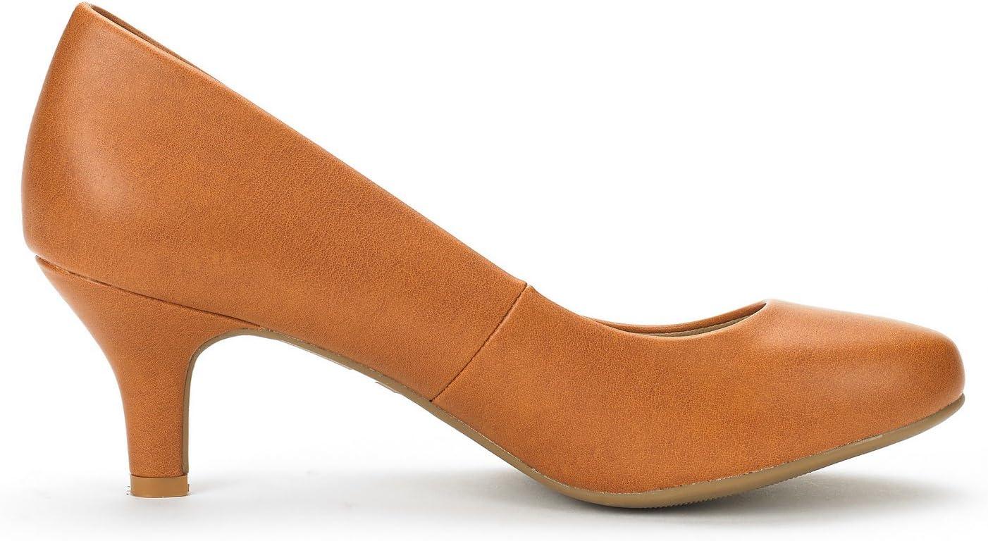 imageDREAM PAIRS Womens Dress Comfortable Low Heel Pump ShoesTanPu