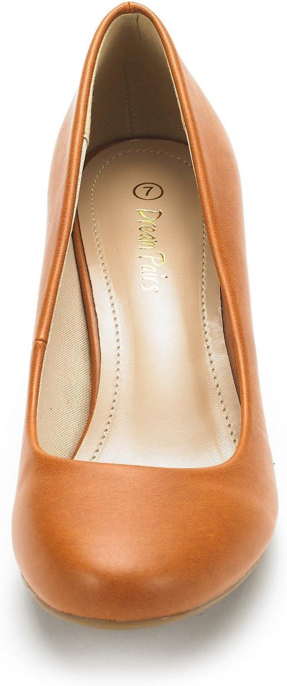 imageDREAM PAIRS Womens Dress Comfortable Low Heel Pump ShoesTanPu
