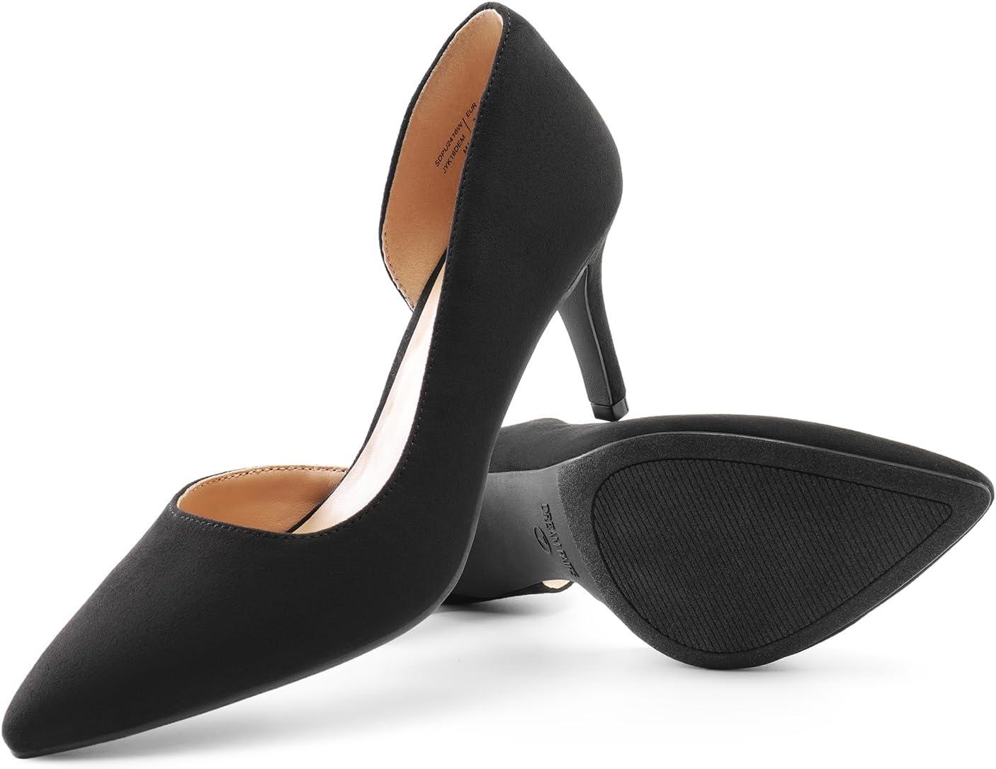 imageDREAM PAIRS Womens Dress High Heels Pumps Closed Pointed Toe Stiletto DOrsay Shoes for Wedding PartyBlacksuede
