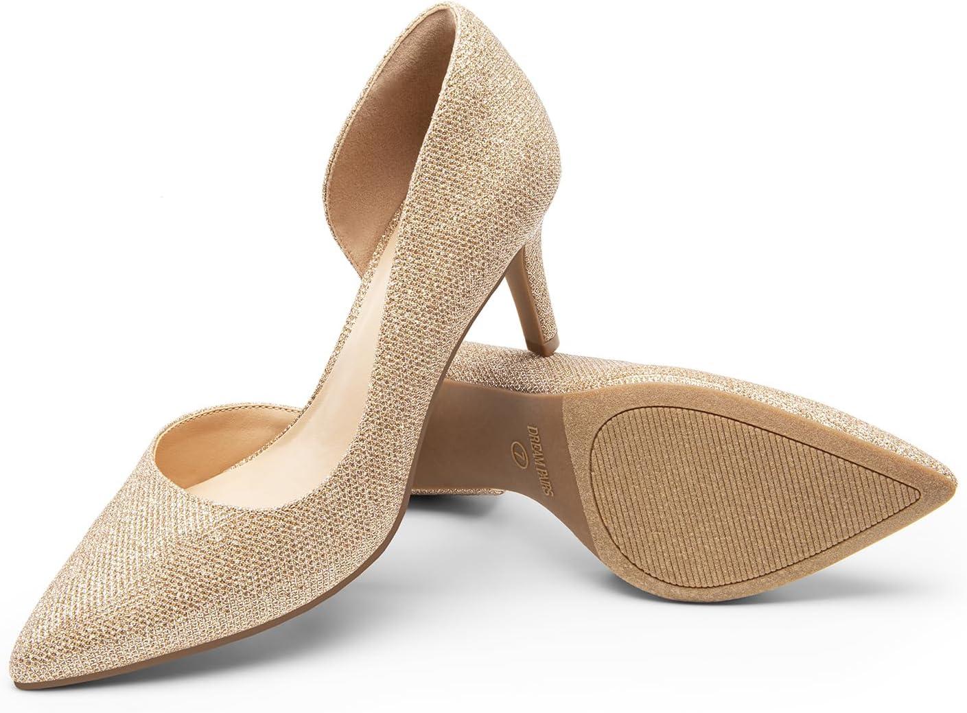 imageDREAM PAIRS Womens Dress High Heels Pumps Closed Pointed Toe Stiletto DOrsay Shoes for Wedding PartyGoldglitter