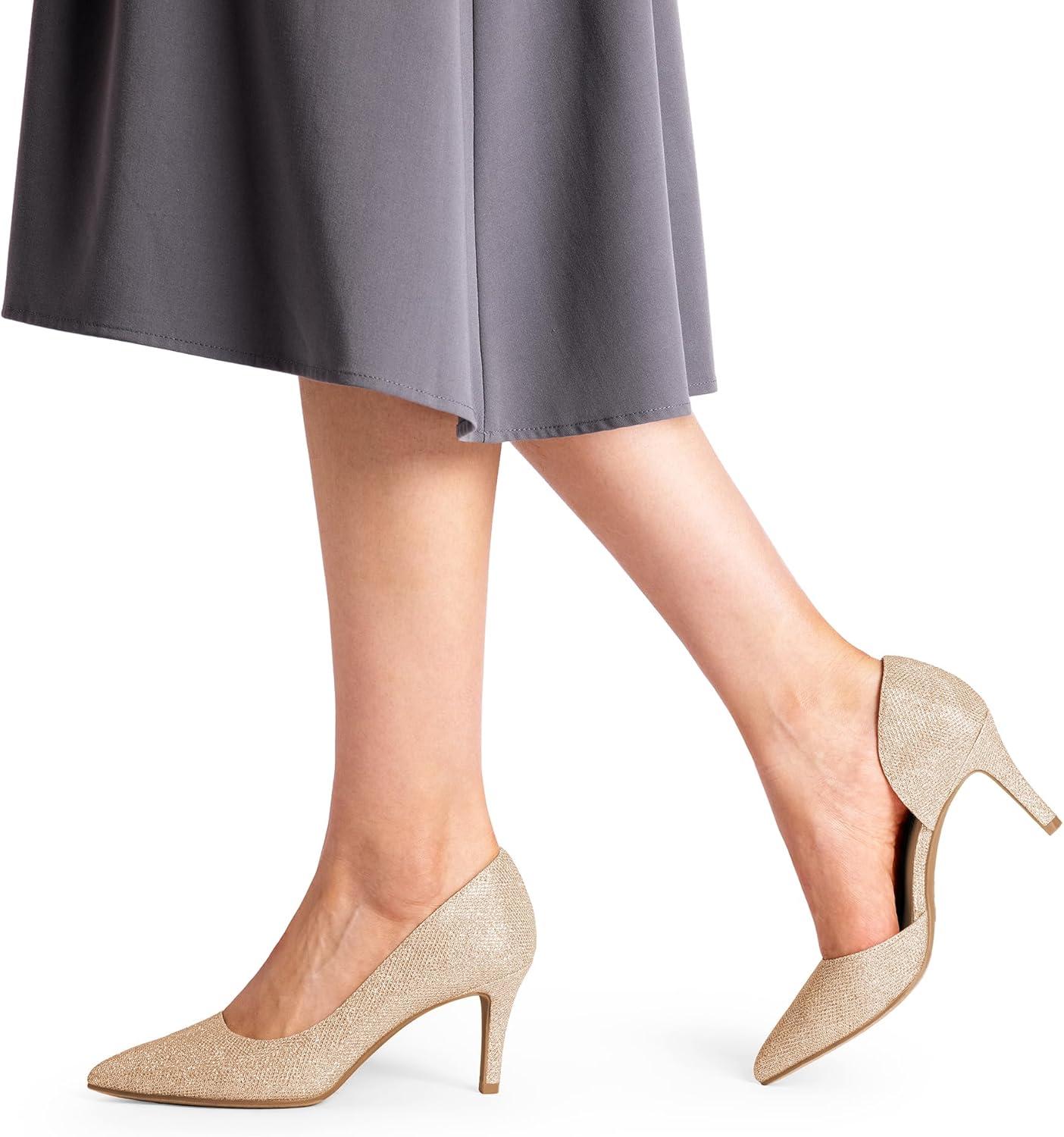 imageDREAM PAIRS Womens Dress High Heels Pumps Closed Pointed Toe Stiletto DOrsay Shoes for Wedding PartyGoldglitter