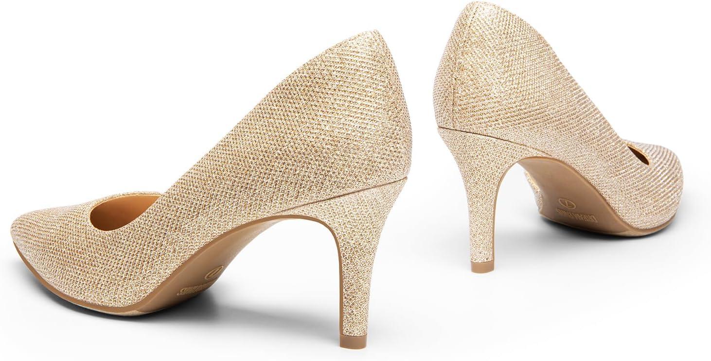 imageDREAM PAIRS Womens Dress High Heels Pumps Closed Pointed Toe Stiletto DOrsay Shoes for Wedding PartyGoldglitter