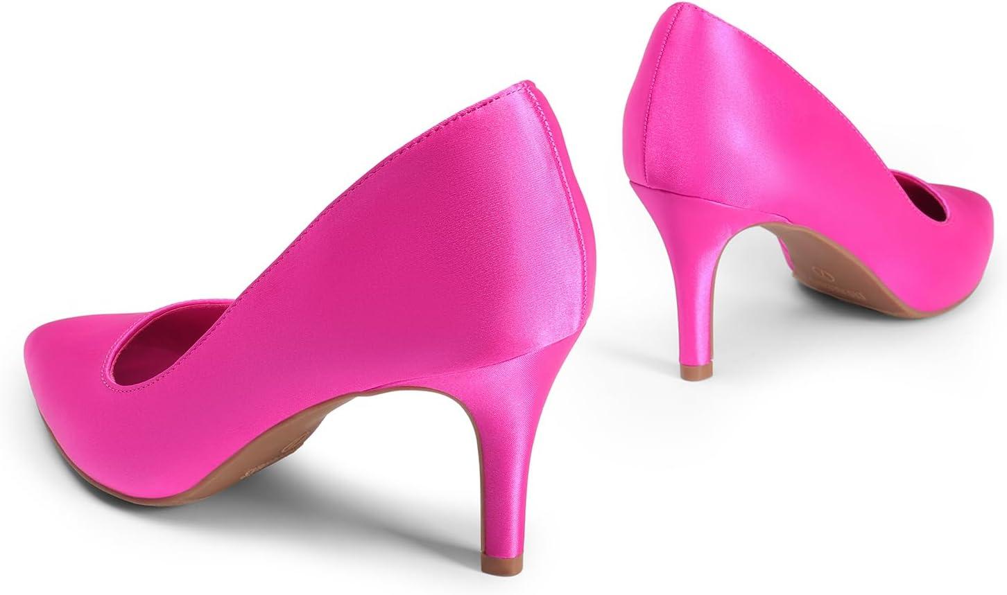 imageDREAM PAIRS Womens Dress High Heels Pumps Closed Pointed Toe Stiletto DOrsay Shoes for Wedding PartyHot Pinksatin