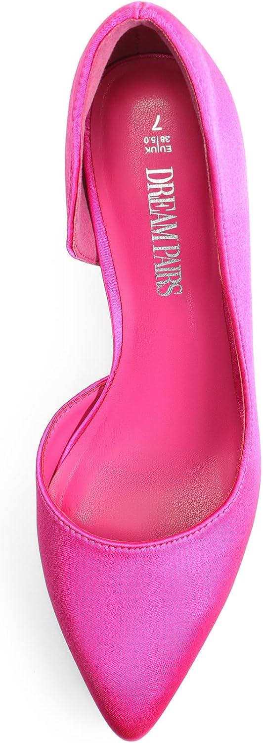 imageDREAM PAIRS Womens Dress High Heels Pumps Closed Pointed Toe Stiletto DOrsay Shoes for Wedding PartyHot Pinksatin